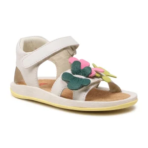 Sandali aperti in pelle bianchi con fiori